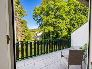 Ausblick vom Balkon des Frostpartments auf die Warme Bode