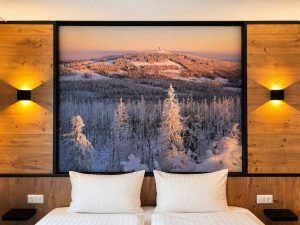 Kopfteil des Boxspringbetts im Frostpartment